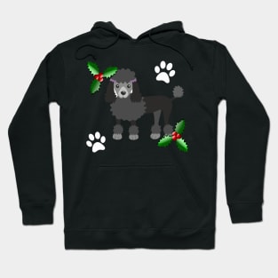 Christmas Black Poodle Dog Gifts, on Blue Hoodie